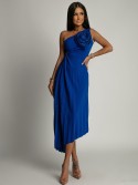 Elegant pleated dress with a cornflower blue flower AZRHP6987